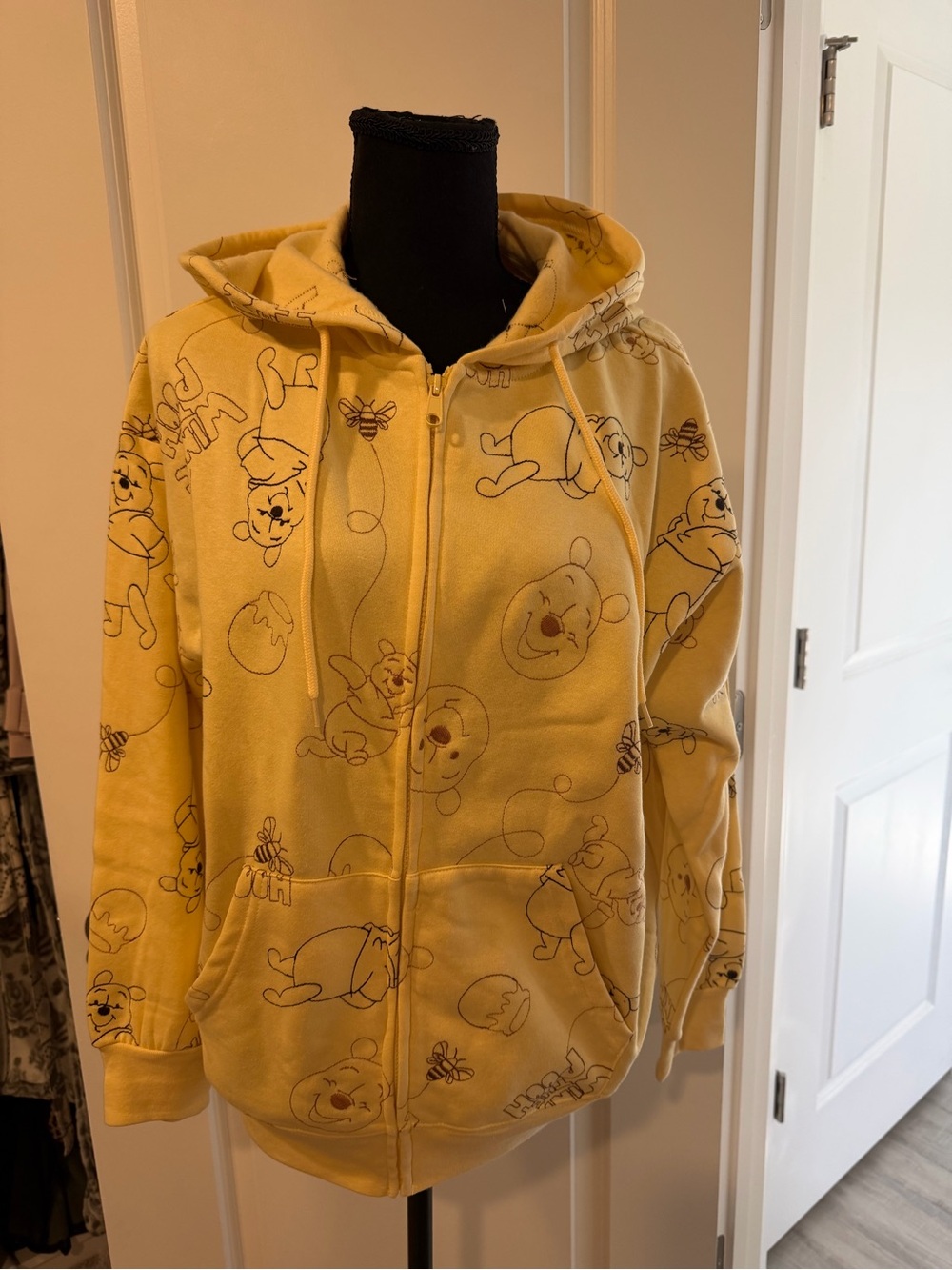 Women Disney Yellow Winnie the Pooh Full-Zip Hoodie Jacket